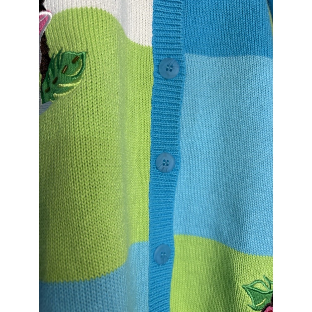 Vintage Breckenridge Woman Sweater 2X Tropical Patchwork Ramie Knit Cardigan - Picture 4 of 11
